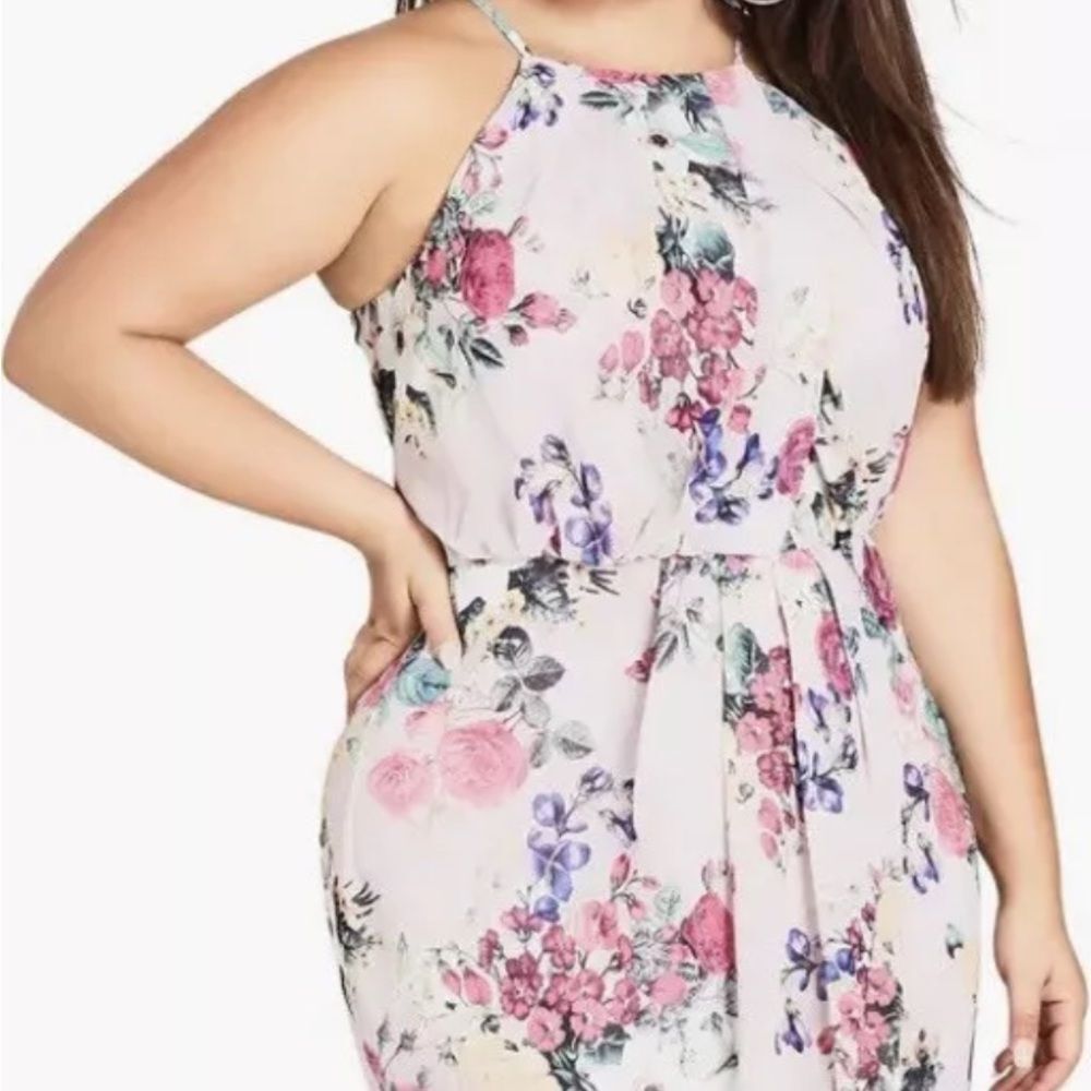 NWT City Chic floral Halter Pretty Posey Dress Sz 16